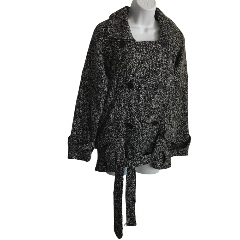 FP Free People Women’s XS Salt & Pepper Knit Hem Tie Cardigan Sweater Jacket EUC